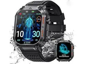 Hitoor Military Smart Watch for Men, 5ATM Waterproof with Call 2.02" Large Screen Rugged Outdoor Tactical Smartwatch with Compass Fitness Watch with Heart Rate Blood Pressure Monitor for IOS Android Hitoor Military Smart Watch for Men, 5ATM Waterproof with Call 2.02" Large Screen Rugged Outdoor Tactical Smartwatch with Compass Fitness Watch with Heart Rate Blood Pressure Monitor for IOS Android