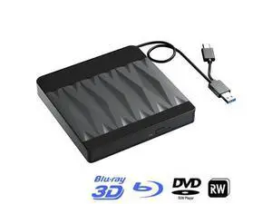 Hitoor External Blu Ray Drive, USB 3.0 and Type-C External Blu Ray Burner Portable Blu Ray DVD/CD/BD Player, 3D Optical Bluray CD DVD Drive Compatible with Windows XP/7/8/10/11 MacOS Laptop Desktop Hitoor External Blu Ray Drive, USB 3.0 and Type-C External Blu Ray Burner Portable Blu Ray DVD/CD/BD Player, 3D Optical Bluray CD DVD Drive Compatible with Windows XP/7/8/10/11 MacOS Laptop Desktop