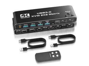 USB 3.0 HDMI KVM Switch 2 Monitors 2 Computers, HDMI Matrix 4 in 2 Out 4K 60Hz, HDMI KVM Switch for Dual Monitor, 4 Port HDMI Switcher Support USB 3.0,HDCP2.3, Hotkey,Extended with Remote Control USB 3.0 HDMI KVM Switch 2 Monitors 2 Computers, HDMI Matrix 4 in 2 Out 4K 60Hz, HDMI KVM Switch for Dual Monitor, 4 Port HDMI Switcher Support USB 3.0,HDCP2.3, Hotkey,Extended with Remote Control