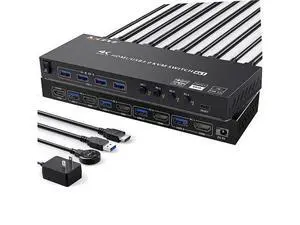 USB 3.0 KVM Switch HDMI 4 Port Support 4K @60Hz 2K @120Hz Simulation EDID, HDMI USB3.0 Switch for 4 Computers Share 1 Monitor with 4 USB 3.0 Port, with Desktop Controller and KVM Cables USB 3.0 KVM Switch HDMI 4 Port Support 4K @60Hz 2K @120Hz Simulation EDID, HDMI USB3.0 Switch for 4 Computers Share 1 Monitor with 4 USB 3.0 Port, with Desktop Controller and KVM Cables