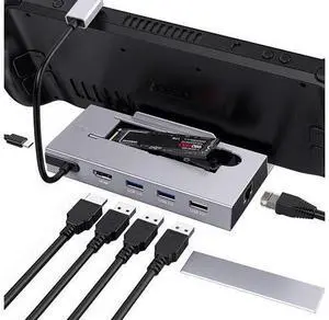 Steam Deck Dock, 7-in-1 Steam Deck Docking Station with M.2 NVME SSD Enclosure, HDMI 2.0 4K @60Hz, PD 100W, 2x USB 3.0, USB 2.0, 1000Mbps Gigabit Ethernet for Steam Deck Accessories Steam Deck Dock, 7-in-1 Steam Deck Docking Station with M.2 NVME SSD Enclosure, HDMI 2.0 4K @60Hz, PD 100W, 2x USB 3.0, USB 2.0, 1000Mbps Gigabit Ethernet for Steam Deck Accessories