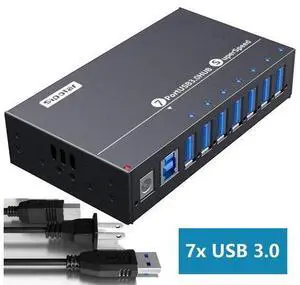 Powered USB Hub, 7-Port USB 3.0 Hub with LED Indicator Multiport USB Spilitter with 12V/3A/36W Power Adapter- Up to 5Gbps Sync & High-Speed Data Transfer - Mounting Brackets for Phone MB Laptop Tablet Powered USB Hub, 7-Port USB 3.0 Hub with LED Indicator Multiport USB Spilitter with 12V/3A/36W Power Adapter- Up to 5Gbps Sync & High-Speed Data Transfer - Mounting Brackets for Phone MB Laptop Tablet