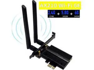 New WiFi 6E 5400Mbps AX210 Wireless PCIe Card, Updated to 6G/5.8G/2.4GHz Tri-Band, Bluetooth 5.2, 802.11AX Internal Network Adapter for PC with MU-MIMO, Ultra-Low Latency, Support Windows10 (64bit) New WiFi 6E 5400Mbps AX210 Wireless PCIe Card, Updated to 6G/5.8G/2.4GHz Tri-Band, Bluetooth 5.2, 802.11AX Internal Network Adapter for PC with MU-MIMO, Ultra-Low Latency, Support Windows10 (64bit)