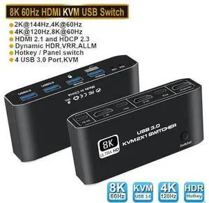 Hitoor 2 Port HDMI KVM Switch, HDMI USB KVM Switch 2x1 HDMI2.1 Ports + 4x USB3.0 Ports, Share 2 Computers One Monitor Switch, Supports 8K@60Hz,4K@120Hz,YUV 4:4:4, HDCP 2.3, HDR 10, Hotkey, Darkish Hitoor 2 Port HDMI KVM Switch, HDMI USB KVM Switch 2x1 HDMI2.1 Ports + 4x USB3.0 Ports, Share 2 Computers One Monitor Switch, Supports 8K@60Hz,4K@120Hz,YUV 4:4:4, HDCP 2.3, HDR 10, Hotkey, Darkish
