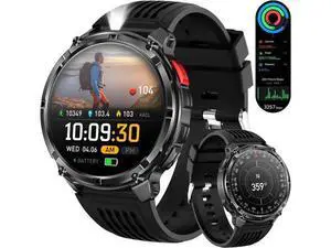 Hitoor Mens Smart Watch for iPhone & Android Phones, Military Sport Smart Watches for Men Fitness Tracker Watch with Flashlight/Compass/Waterproof/100 Days Battery/Heart Rate/Sleep/100+ Sport Modes Hitoor Mens Smart Watch for iPhone & Android Phones, Military Sport Smart Watches for Men Fitness Tracker Watch with Flashlight/Compass/Waterproof/100 Days Battery/Heart Rate/Sleep/100+ Sport Modes