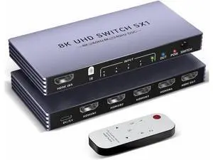 Hitoor 8K HDMI Splitter 4K 240Hz HDMI Switch 5 in 1 Out - 5 Port HDMI Switcher with Remote 8K@60Hz 4K@240Hz HDR10+ HDMI2.1 3D CEC HDR HDCP2.3, for PS5/4/3 Xbox DVD Player Nintendo Roku PC Fire Stick Hitoor 8K HDMI Splitter 4K 240Hz HDMI Switch 5 in 1 Out - 5 Port HDMI Switcher with Remote 8K@60Hz 4K@240Hz HDR10+ HDMI2.1 3D CEC HDR HDCP2.3, for PS5/4/3 Xbox DVD Player Nintendo Roku PC Fire Stick