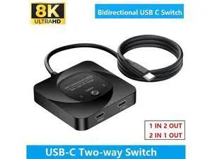 Hitoor USB C Switch, 8K@60Hz USB C Switch Bi-Directional 2 in 1 Out or 1 in 2 Out,Type C Switch Selector with Power Indicator for PCs, Support USB 3.1 Gen 2 10Gbps Data Transmission, 100W Charging Hitoor USB C Switch, 8K@60Hz USB C Switch Bi-Directional 2 in 1 Out or 1 in 2 Out,Type C Switch Selector with Power Indicator for PCs, Support USB 3.1 Gen 2 10Gbps Data Transmission, 100W Charging