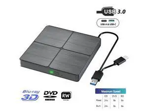 Hitoor External Blu Ray Drive, USB 3.0 Type-C 3D Bluray CD DVD BD Reader Player Slim Optical Bluray CD/DVD Burner for MacBook Laptop Desktop PC Compatible with Mac OS Windows XP/7/8/10/11 Hitoor External Blu Ray Drive, USB 3.0 Type-C 3D Bluray CD DVD BD Reader Player Slim Optical Bluray CD/DVD Burner for MacBook Laptop Desktop PC Compatible with Mac OS Windows XP/7/8/10/11