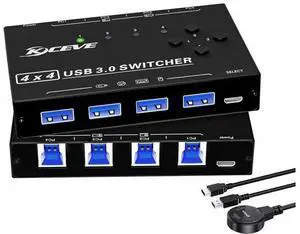 Hitoor USB 3.0 Switch, 4 Port USB Switcher 4 Computers Share 4 USB Devices, for Printer Scanner Keyboard Mouse Switch, USB-B USB 3.0 Switch with Wired Control and Standard USB-B Cables Hitoor USB 3.0 Switch, 4 Port USB Switcher 4 Computers Share 4 USB Devices, for Printer Scanner Keyboard Mouse Switch, USB-B USB 3.0 Switch with Wired Control and Standard USB-B Cables
