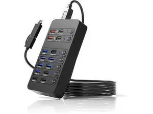 Hitoor Powered USB Hub,14 Ports USB Data Hub Splitter with 6 USB 3.0 Port,4 Charging Port,1 USB-C 3.0 Data Port,1 PD 60W Charging Port w LED Individual On/Off Switches for MacBook, Mac Pro, Laptop/PC Hitoor Powered USB Hub,14 Ports USB Data Hub Splitter with 6 USB 3.0 Port,4 Charging Port,1 USB-C 3.0 Data Port,1 PD 60W Charging Port w LED Individual On/Off Switches for MacBook, Mac Pro, Laptop/PC