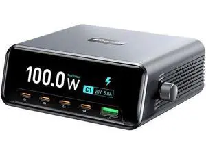 Hitoor Desktop Charging Station, 100W 5-Port GaN Fast USB C Charger with LCD Smart Display & Control Knob, Gaming Desk Charger for Multiple Devices, Compatible with MacBook, iPhone, iPad, Galaxy, Home Hitoor Desktop Charging Station, 100W 5-Port GaN Fast USB C Charger with LCD Smart Display & Control Knob, Gaming Desk Charger for Multiple Devices, Compatible with MacBook, iPhone, iPad, Galaxy, Home