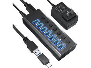 USB Hub 3.0 Powered, 7-Port Powered USB 3.0 Hub with Individual Switches & 12V Power Adapter & 39'' Long Cable USB Expander Hub Splitter for Mac-Book Air Pro,Mac Mini,i-Mac All Laptops Desktops USB Hub 3.0 Powered, 7-Port Powered USB 3.0 Hub with Individual Switches & 12V Power Adapter & 39'' Long Cable USB Expander Hub Splitter for Mac-Book Air Pro,Mac Mini,i-Mac All Laptops Desktops