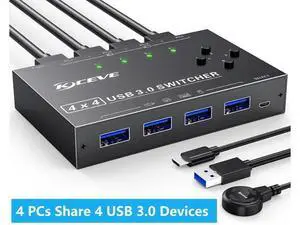 Hitoor 4 x4 USB 3.0 Switch 4 Computers, 4 Port USB Switch Selector Sharing 4 USB Devices,Keyboard Mouse Switch,USB Switcher Compatible with Mac/Windows/Linux,Wired Remote and 4 USB 3.0 Cable Included Hitoor 4 x4 USB 3.0 Switch 4 Computers, 4 Port USB Switch Selector Sharing 4 USB Devices,Keyboard Mouse Switch,USB Switcher Compatible with Mac/Windows/Linux,Wired Remote and 4 USB 3.0 Cable Included