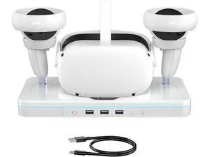 VR Charging Dock for Oculus Quest 2, Charging Stand for Meta Quest 2, VR Accessories Charging Station Charge Headset Controller with USB-C Cable Support Colorful Lights VR Charging Dock for Oculus Quest 2, Charging Stand for Meta Quest 2, VR Accessories Charging Station Charge Headset Controller with USB-C Cable Support Colorful Lights