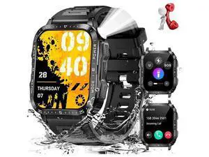Hitoor Military Smart Watch for Men with LED Flashlight Watch 2.0'' Big Screen Tactical Smartwatch 430mAh Big Battery Fitness Tracker with Heart Rate Sleep Monitor Make Calls for IOS Android Phones Hitoor Military Smart Watch for Men with LED Flashlight Watch 2.0'' Big Screen Tactical Smartwatch 430mAh Big Battery Fitness Tracker with Heart Rate Sleep Monitor Make Calls for IOS Android Phones