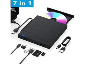 Hitoor External CD/DVD Drive for Laptop, 7-IN-1 USB 3.0 Slim Portable DVD Player, CD ROM Burner, Writer, External Optical Disk Drive Compatible with Laptop Desktop PC Windows Mac Linux OS Hitoor External CD/DVD Drive for Laptop, 7-IN-1 USB 3.0 Slim Portable DVD Player, CD ROM Burner, Writer, External Optical Disk Drive Compatible with Laptop Desktop PC Windows Mac Linux OS