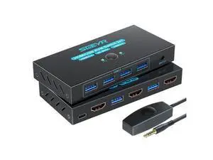 Hitoor HDMI 2.0 KVM Switch 1 Monitors 2 Computers, with 4 USB 3.0 Switch, 4K@60Hz 2 Port HDMI KVM Switches 2 in 1 Out, Support Wired Remote and Button Switch, Sharing Keyboard & Mouse, Plug and Play Hitoor HDMI 2.0 KVM Switch 1 Monitors 2 Computers, with 4 USB 3.0 Switch, 4K@60Hz 2 Port HDMI KVM Switches 2 in 1 Out, Support Wired Remote and Button Switch, Sharing Keyboard & Mouse, Plug and Play
