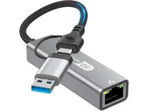 Hitoor USB C to Ethernet Adapter 5Gbps, 2-in-1 USB to 5Gbps Ethernet Cable, 5000Mbps Type C to RJ45 Network LAN Internet Converter, Aluminum Case Compatible for i-Phone 16 15 Pro Max, MacBook Pro/Air Hitoor USB C to Ethernet Adapter 5Gbps, 2-in-1 USB to 5Gbps Ethernet Cable, 5000Mbps Type C to RJ45 Network LAN Internet Converter, Aluminum Case Compatible for i-Phone 16 15 Pro Max, MacBook Pro/Air