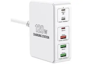 120W USB C Charging Station, Multiport USB Charging Station, Multi USB Charger Station, 6 Ports USB Charging Station for Multiple Devices, USB Charging Hub Compatible with MacBook, Laptop, Smartphones 120W USB C Charging Station, Multiport USB Charging Station, Multi USB Charger Station, 6 Ports USB Charging Station for Multiple Devices, USB Charging Hub Compatible with MacBook, Laptop, Smartphones