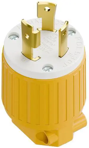 NEMA L5-30P Locking Plug (ETL Listed) Twist Lock L5-30P 30Amp 125Volt AC Connector, Industrial Grade Lock in Male 30A/125V Plugs, Heavy Duty 125V,30A, 3750Watt Yellow NEMA L5-30P Locking Plug (ETL Listed) Twist Lock L5-30P 30Amp 125Volt AC Connector, Industrial Grade Lock in Male 30A/125V Plugs, Heavy Duty 125V,30A, 3750Watt Yellow