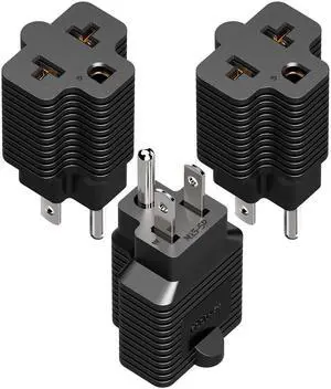 3 Pack 4-in-1 5-15P to 5-15R, 5-20R, 6-15R, 6-20R T Blade Adapter | 15 Amp to 20 Amp Household AC Plug, 4 in 1 15A 125V to 20A 250V AC Power Adapter 3 Pack 4-in-1 5-15P to 5-15R, 5-20R, 6-15R, 6-20R T Blade Adapter | 15 Amp to 20 Amp Household AC Plug, 4 in 1 15A 125V to 20A 250V AC Power Adapter
