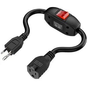 Inline On/Off Switch Extension Cord, Plugrand 3-Prong Household Switch Cord | Heavy Duty 15A 125V Power Cord, Double Break 5-15P Switch Extension Cable, 40CM Cord Inline On/Off Switch Extension Cord, Plugrand 3-Prong Household Switch Cord | Heavy Duty 15A 125V Power Cord, Double Break 5-15P Switch Extension Cable, 40CM Cord