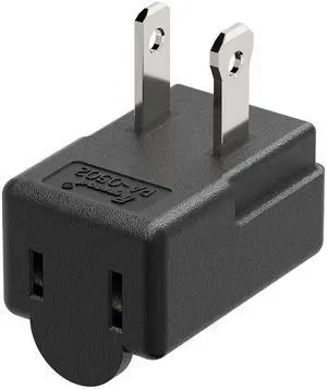 ETL Listed 2-Prong 1-15P 90 Degree Downward Angled AC Adapter | Polarized 2-Prong L Type Adapters, Vertical Right Angled Power Adapters, PA-0502B, Black ETL Listed 2-Prong 1-15P 90 Degree Downward Angled AC Adapter | Polarized 2-Prong L Type Adapters, Vertical Right Angled Power Adapters, PA-0502B, Black