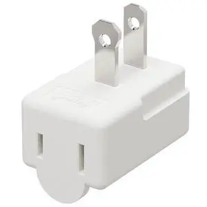 90 Degree 2 Pin Adapter, Plugrand Nema 1-15P to 1-15R Left Angled Adapter, 2 Prong Angled Adapter, NEMA 1-15P Power Adapter, PA-0506 White Color 90 Degree 2 Pin Adapter, Plugrand Nema 1-15P to 1-15R Left Angled Adapter, 2 Prong Angled Adapter, NEMA 1-15P Power Adapter, PA-0506 White Color