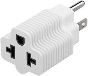 4-in-1 5-15P to 5-20R, 5-15R, 6-15R, 6-20R 4 in 1 AC Power Adapter | 15 Amp Household AC Plug to 20 Amp T Blade Adapter, 15A 125V to 20A 250V Adapter, White 4-in-1 5-15P to 5-20R, 5-15R, 6-15R, 6-20R 4 in 1 AC Power Adapter | 15 Amp Household AC Plug to 20 Amp T Blade Adapter, 15A 125V to 20A 250V Adapter, White
