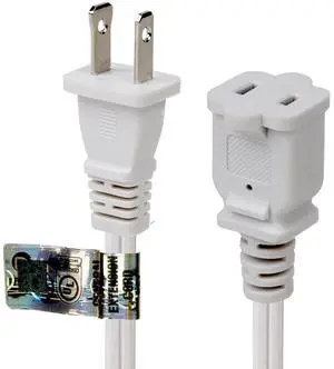 10FT Long Polarized US 2 Prong Male-Female Extension Power Cord | 16AWG 2Pin Extension Cable 2-Prong Male/Female Extension, Nema 1-15 Extension, 3Meters, White 10FT Long Polarized US 2 Prong Male-Female Extension Power Cord | 16AWG 2Pin Extension Cable 2-Prong Male/Female Extension, Nema 1-15 Extension, 3Meters, White