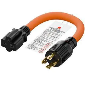 1FT Nema L14-30P 30Amp Locking Plug Male to 6-20R T-Blade Adapter | STW 10-AWG 30A 4-Prong 250V to 3 20A 250V 6-20/15R Adapter, L14-30 to 6-20 Adapter 1FT Nema L14-30P 30Amp Locking Plug Male to 6-20R T-Blade Adapter | STW 10-AWG 30A 4-Prong 250V to 3 20A 250V 6-20/15R Adapter, L14-30 to 6-20 Adapter