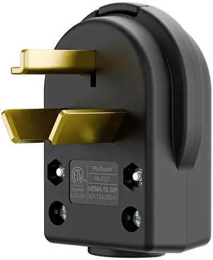 ETL Certified Nema 10-30P Plug 30 Amp 125/250 Volt Plug | 3 Pole 3 Wire Grounding Straight Blade Connector for Dryer and Ranges, Work with Cable OD Max. 1.0 Inch ETL Certified Nema 10-30P Plug 30 Amp 125/250 Volt Plug | 3 Pole 3 Wire Grounding Straight Blade Connector for Dryer and Ranges, Work with Cable OD Max. 1.0 Inch
