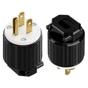 2 Pack Nema 5-15P Male Plug, Plugrand ETL Listed 3-Prong Replacement Plug | 15AMP 125V, Straight Blade Industrial Grade AC Plugs, Compatible with 16/14/12AWG Cord (SJT SVT STO SJTW), Black/White 2 Pack Nema 5-15P Male Plug, Plugrand ETL Listed 3-Prong Replacement Plug | 15AMP 125V, Straight Blade Industrial Grade AC Plugs, Compatible with 16/14/12AWG Cord (SJT SVT STO SJTW), Black/White
