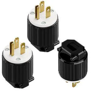 3-Pack Nema 5-15P Male Plug, Plugrand ETL Listed 3-Prong Replacement Plug | 15AMP 125V, Straight Blade Industrial Grade AC Plugs, Compatible with 16/14/12AWG Cord (SJT SVT STO SJTW) Black/White 3-Pack Nema 5-15P Male Plug, Plugrand ETL Listed 3-Prong Replacement Plug | 15AMP 125V, Straight Blade Industrial Grade AC Plugs, Compatible with 16/14/12AWG Cord (SJT SVT STO SJTW) Black/White