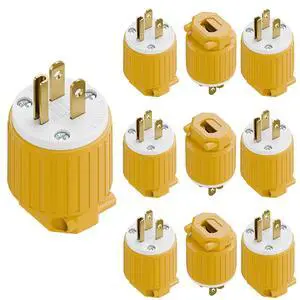 10PACK Nema 5-15P Male Plug, Plugrand ETL Listed 3-Prong Replacement Plug | 15AMP 125V, Straight Blade Industrial Grade AC Plugs, Compatible with 16/14/12AWG Cord (SJT SVT STO SJTW) Yellow 10PACK Nema 5-15P Male Plug, Plugrand ETL Listed 3-Prong Replacement Plug | 15AMP 125V, Straight Blade Industrial Grade AC Plugs, Compatible with 16/14/12AWG Cord (SJT SVT STO SJTW) Yellow