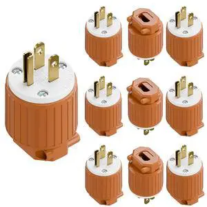 10 Pack 3-Prong Replacement Plug, Plugrang ETL Listed NEMA 5-15P Male Plug | 15AMP 125V, Straight Blade Industrial Grade AC Plugs, Compatible with 16/14/12AWG Cord (SJT SVT STO SJTW) Orange 10 Pack 3-Prong Replacement Plug, Plugrang ETL Listed NEMA 5-15P Male Plug | 15AMP 125V, Straight Blade Industrial Grade AC Plugs, Compatible with 16/14/12AWG Cord (SJT SVT STO SJTW) Orange