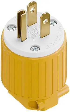 3-Prong Replacement Plug, Plugrang ETL Listed NEMA 5-15P Male Plug | 15AMP 125V, Straight Blade Industrial Grade AC Plugs, Compatible with 16/14/12AWG Cord (SJT SVT STO SJTW) Yellow 3-Prong Replacement Plug, Plugrang ETL Listed NEMA 5-15P Male Plug | 15AMP 125V, Straight Blade Industrial Grade AC Plugs, Compatible with 16/14/12AWG Cord (SJT SVT STO SJTW) Yellow