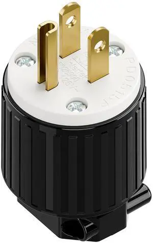 Nema 5-15P Male Plug, Plugrand ETL Listed 3-Prong Replacement Plug | 15AMP 125V, Straight Blade Industrial Grade AC Plugs, Compatible with 16/14/12AWG Cord (SJT SVT STO SJTW), Black & White Nema 5-15P Male Plug, Plugrand ETL Listed 3-Prong Replacement Plug | 15AMP 125V, Straight Blade Industrial Grade AC Plugs, Compatible with 16/14/12AWG Cord (SJT SVT STO SJTW), Black & White