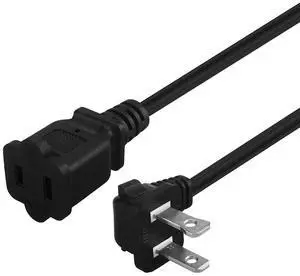 6FT Right Angled Polarized US 2-Prong Male-Female Extension Power Cord | SPT-2 16AWG, 10A/125V Cable, 2 Prong Extension Cable Cord, 10A 125V, 1.8M 6FT Right Angled Polarized US 2-Prong Male-Female Extension Power Cord | SPT-2 16AWG, 10A/125V Cable, 2 Prong Extension Cable Cord, 10A 125V, 1.8M