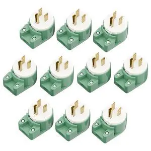 (10Pack) 90 Degree 3 Prong Plug, Plugrand 12 Direction Adjustable DIY Plug | ETL Listed Nema 5-15P 15A 125V USA 3Pin Right Angle AC Plug, US 3Pole Rewireable AC Connector, Green (10Pack) 90 Degree 3 Prong Plug, Plugrand 12 Direction Adjustable DIY Plug | ETL Listed Nema 5-15P 15A 125V USA 3Pin Right Angle AC Plug, US 3Pole Rewireable AC Connector, Green