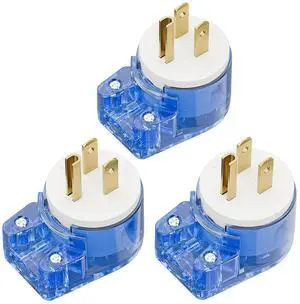 (3PACK) Nema 5-15P Plug, Plugrand 90 Degree 15A 125V Right Angled Plug | ETL Verified Nema 5-15P DIY AC Plug,USA 3-Prong Household Right Angle AC Plug, Transparent Blue (3PACK) Nema 5-15P Plug, Plugrand 90 Degree 15A 125V Right Angled Plug | ETL Verified Nema 5-15P DIY AC Plug,USA 3-Prong Household Right Angle AC Plug, Transparent Blue