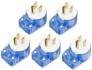 5 Pack ETL Listed Nema 5-15P Plug, 90 Degree Right Angle Plug | 15A 125V Angled Plug, Nema 5-15P DIY AC Plug,USA 3-Prong Household Right Angle AC Plug, Transparent Blue 5 Pack ETL Listed Nema 5-15P Plug, 90 Degree Right Angle Plug | 15A 125V Angled Plug, Nema 5-15P DIY AC Plug,USA 3-Prong Household Right Angle AC Plug, Transparent Blue