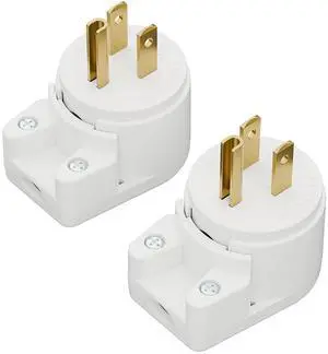 2 Pack Nema 5-15P Plug, Plugrand 12 Directions Adjustable 15A 125V Plug | ETL Verified 90 Degree Plug, 3-Prong Rewireable Plugs, Nema 5-15P Household Right Angle, White 2 Pack Nema 5-15P Plug, Plugrand 12 Directions Adjustable 15A 125V Plug | ETL Verified 90 Degree Plug, 3-Prong Rewireable Plugs, Nema 5-15P Household Right Angle, White