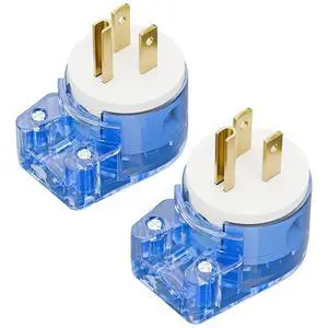 2 Pack Nema 5-15P Plug, Plugrand 90 Degree Right Angle Plug | ETL Verified 15A 125V Angled Plug, Nema 5-15P DIY AC Plug, USA 3-Prong Household Right Angle AC Plug, Transparent Blue 2 Pack Nema 5-15P Plug, Plugrand 90 Degree Right Angle Plug | ETL Verified 15A 125V Angled Plug, Nema 5-15P DIY AC Plug, USA 3-Prong Household Right Angle AC Plug, Transparent Blue
