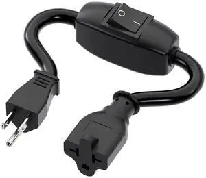 Heavy Duty 3 Prong On/Off Switch Extension Cord, 1FT | 12AWG 15A Household Plug Male to Female T Blade Adapter Cable with Heavy Duty Double Break 20A 125V Inline Switch, 1FT(32CM) Heavy Duty 3 Prong On/Off Switch Extension Cord, 1FT | 12AWG 15A Household Plug Male to Female T Blade Adapter Cable with Heavy Duty Double Break 20A 125V Inline Switch, 1FT(32CM)