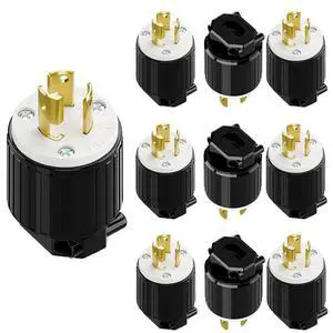 10Pack NEMA L7-15P Locking Plug, (ETL Listed) Cord End Connector, Twist Lock L7-15 15Amp 277Volt Female AC Connector, Industrial Grade 15A 277V Replacement Plugs PDL715P Black/White 10Pack NEMA L7-15P Locking Plug, (ETL Listed) Cord End Connector, Twist Lock L7-15 15Amp 277Volt Female AC Connector, Industrial Grade 15A 277V Replacement Plugs PDL715P Black/White
