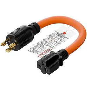 1FT Nema L6-30P 30-Amp Twist Locking Plug Male to 6-20R T-Blade Adapter | STW 12-AWG 30A Generator 250V to 20A 250V 6-20/15R Adapter, L6-30 to 6-20R (6-15) Adapter 1FT Nema L6-30P 30-Amp Twist Locking Plug Male to 6-20R T-Blade Adapter | STW 12-AWG 30A Generator 250V to 20A 250V 6-20/15R Adapter, L6-30 to 6-20R (6-15) Adapter