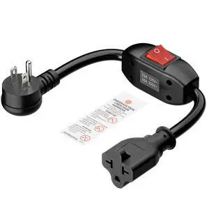 Angled 4 in 1 Heavy Duty On/Off Switch Extension Cord, 1FT | 12AWG 15A Household Plug to 20A T Blade Adapter Cable, Extensicon Cable with Heavy Duty 23A 125V Inline Switch, L=1FT Angled 4 in 1 Heavy Duty On/Off Switch Extension Cord, 1FT | 12AWG 15A Household Plug to 20A T Blade Adapter Cable, Extensicon Cable with Heavy Duty 23A 125V Inline Switch, L=1FT