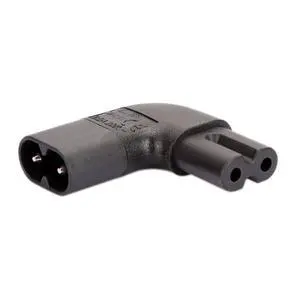 IEC320 C7 to C8 Right Angle AC Adapter, IEC 320 C7-C8 90 Degree Vertical Left Right Angle Power Adapter, Figure 8 Male to Female Angle AC Converter, Black Color IEC320 C7 to C8 Right Angle AC Adapter, IEC 320 C7-C8 90 Degree Vertical Left Right Angle Power Adapter, Figure 8 Male to Female Angle AC Converter, Black Color