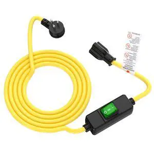 15FT Waterproof Extension Cord with On/Off Switch, 12AWG Outdoor Power Cord | NEMA 5-15P to 5-15R/ 5-20R/ 6-15R/ 6-20R, IP57 Rated, 20A 125V SJTW, Ideal for Outdoor Lights, Pumps, Christmas Trees 15FT Waterproof Extension Cord with On/Off Switch, 12AWG Outdoor Power Cord | NEMA 5-15P to 5-15R/ 5-20R/ 6-15R/ 6-20R, IP57 Rated, 20A 125V SJTW, Ideal for Outdoor Lights, Pumps, Christmas Trees